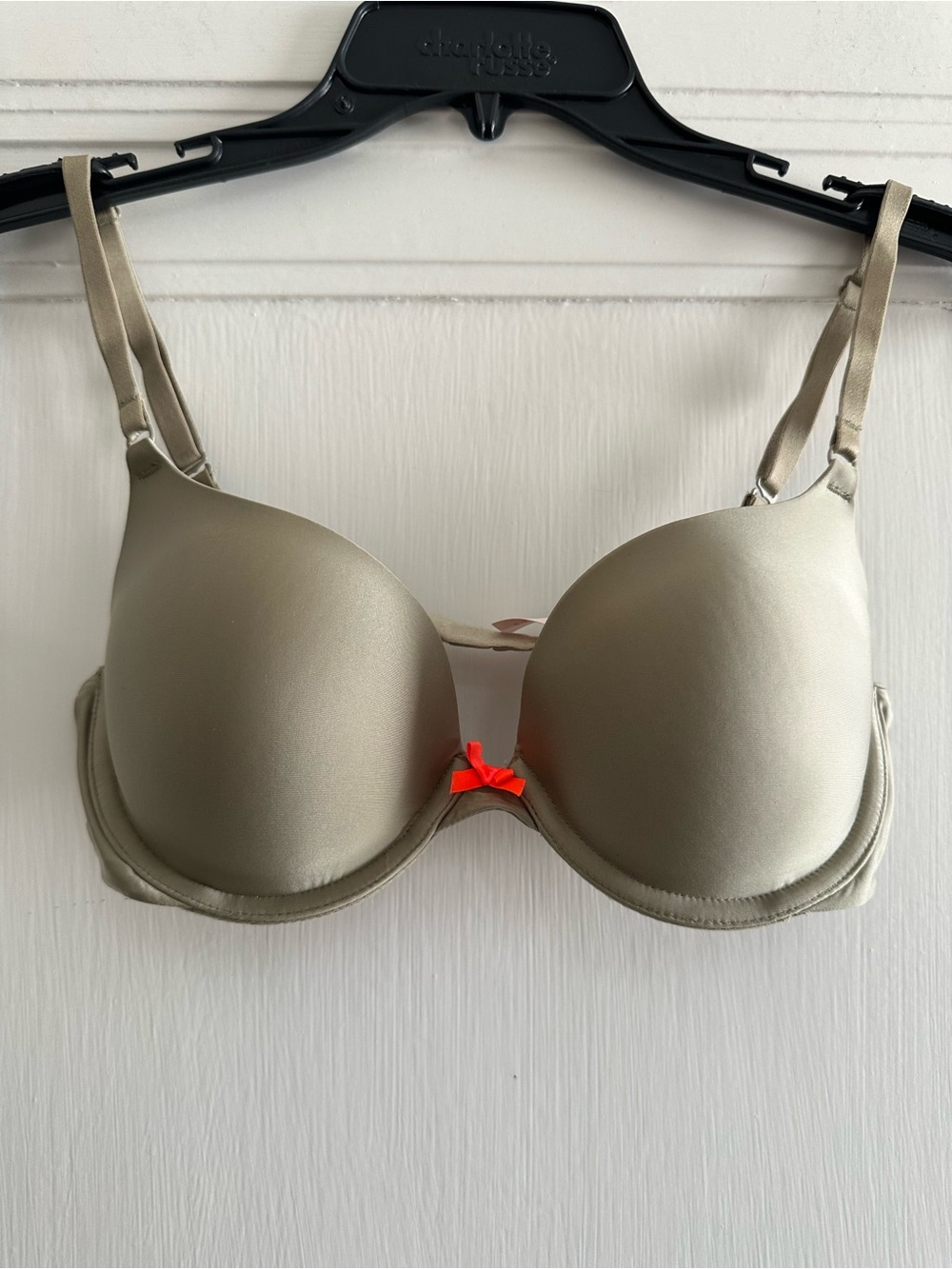 Victoria's Secret Demi Underwire Bra in Olive Green with Neon Orange Bow - 32D
